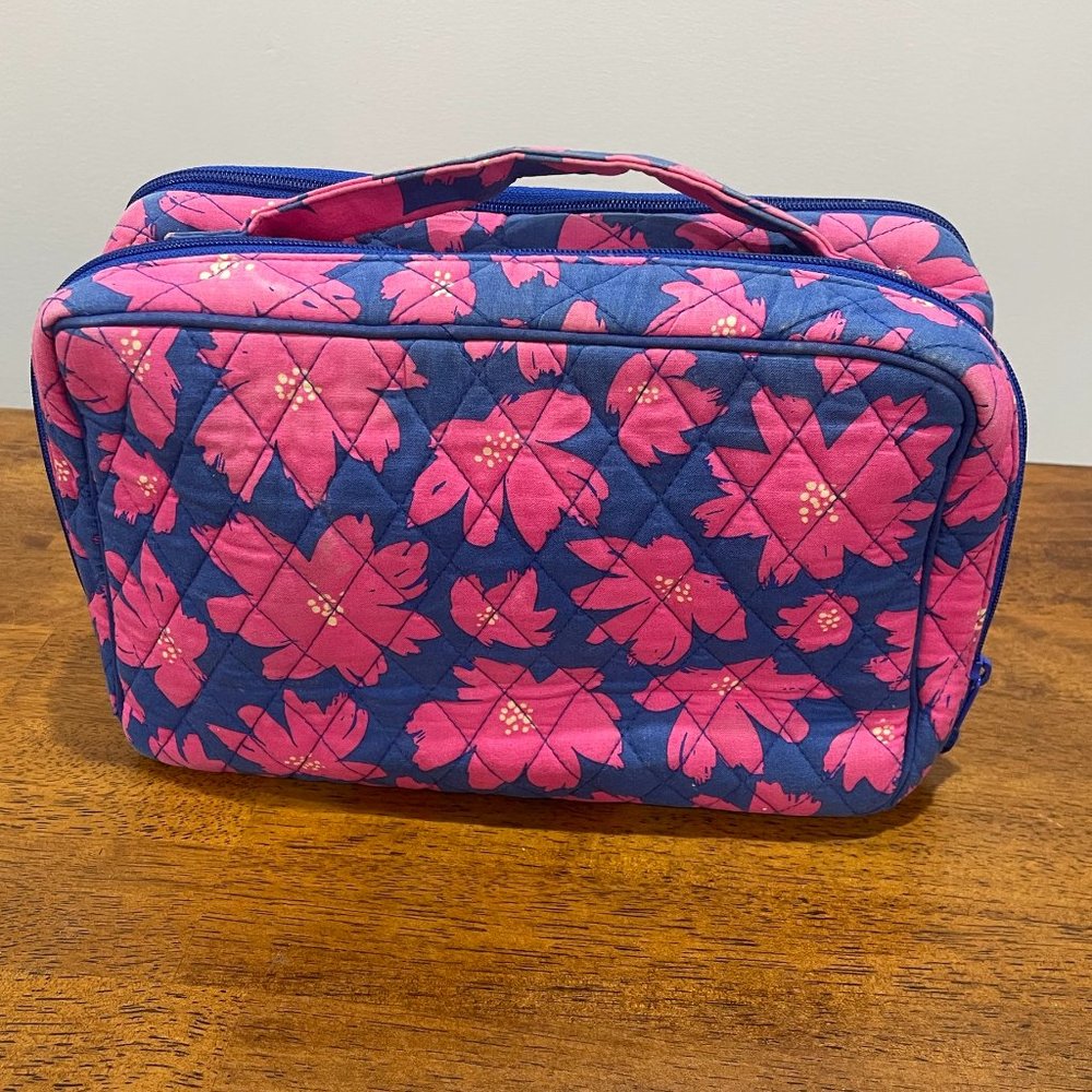 Vera Bradley Blush and Brush Large Floral Pink Cosmetic Case, Travel Makeup